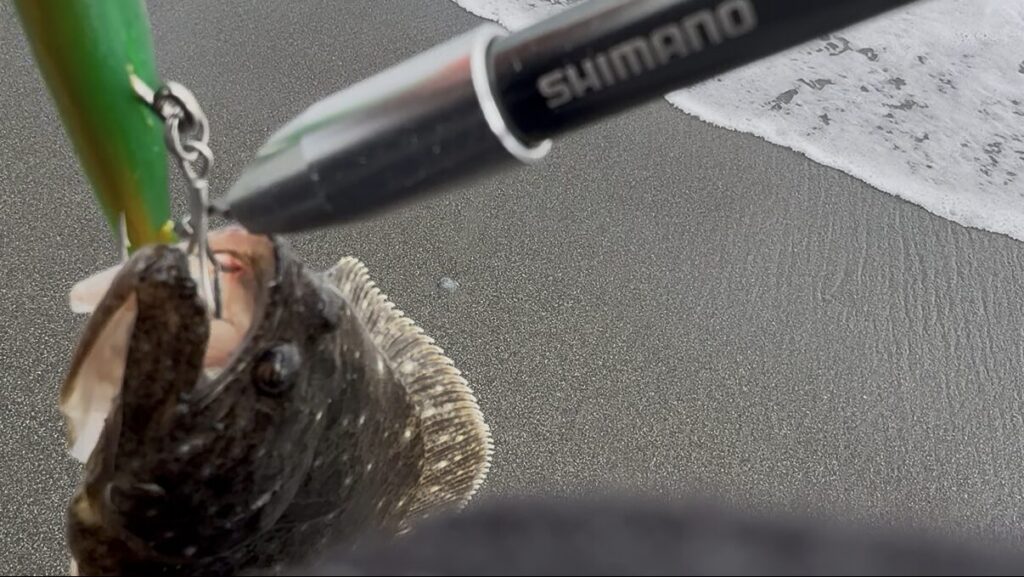 シマノのフックリリーサーは歯が鋭い魚を手を使わずに簡単に取り外しできる